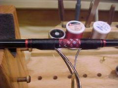 guide under wrap matching the colors of the red and black dyed boxelder bur