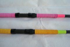 yellow/pink dyed nylon wrapped handles