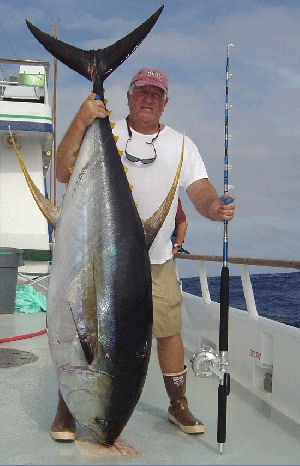 220 Lb. Tuna caught using Spiral Wrapped Roller Rod