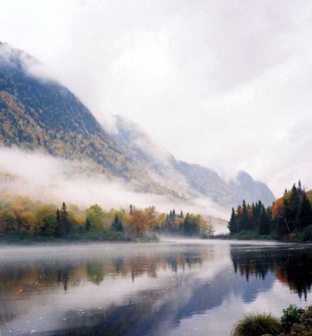 Salmon river, mountains and mist