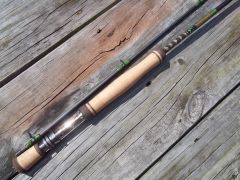 Fly Rod with Snakeskin & Feather Inlay