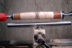 Inlaid Wooden Handle on the Lathe