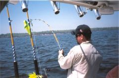 spiral wrapped trolling rods in action